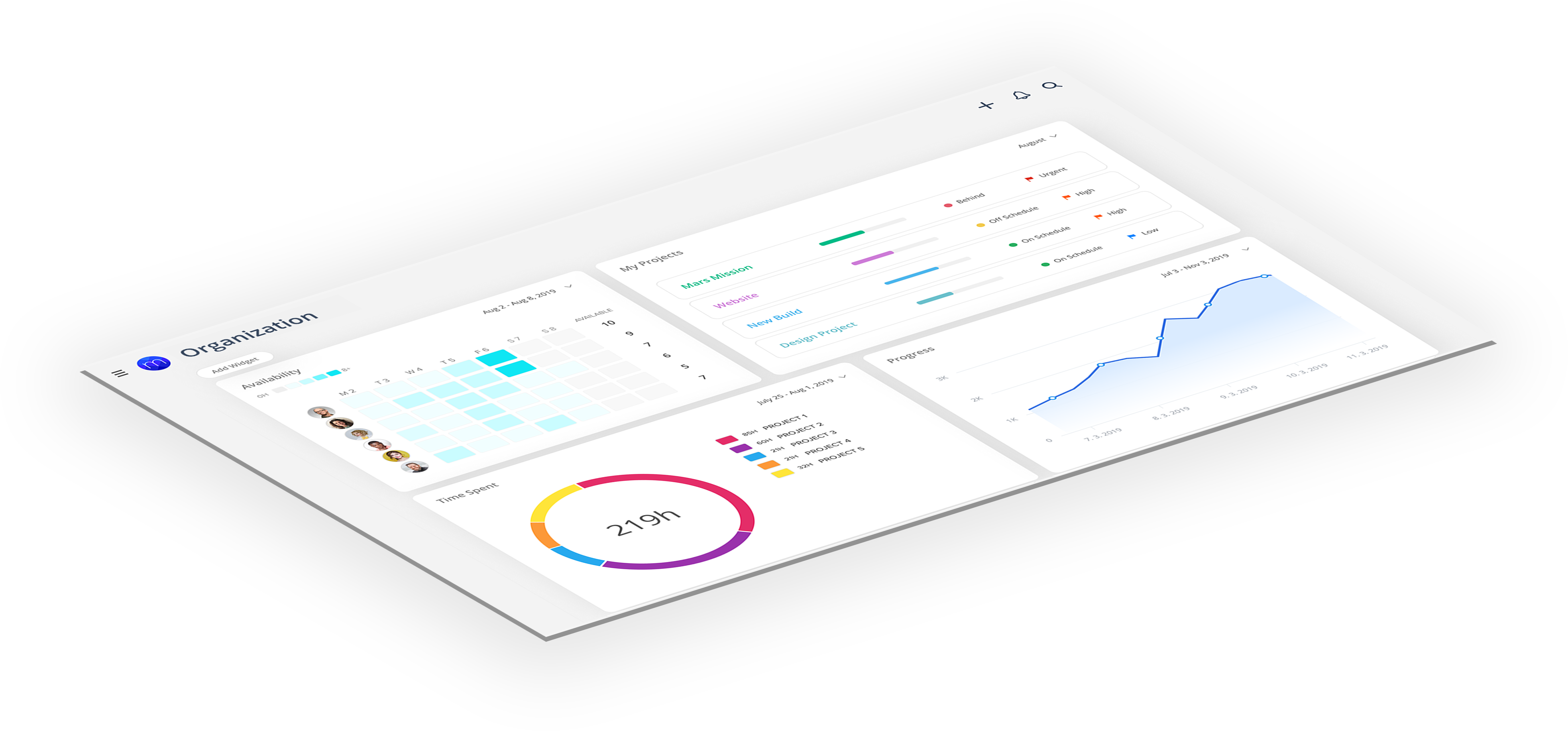 Three spaces of Mosaic Project Management Solution