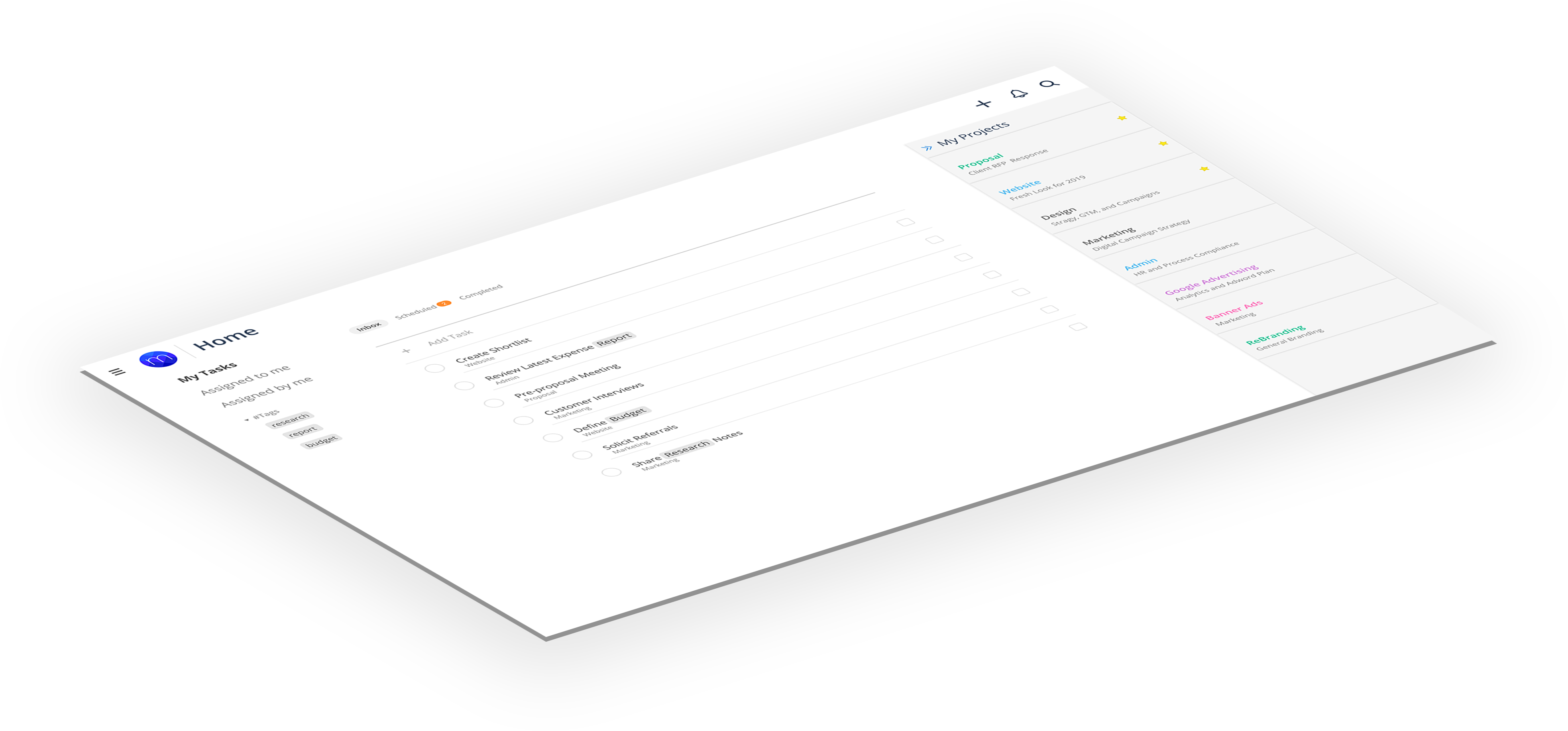 Four spaces of Mosaic Project Management Solution