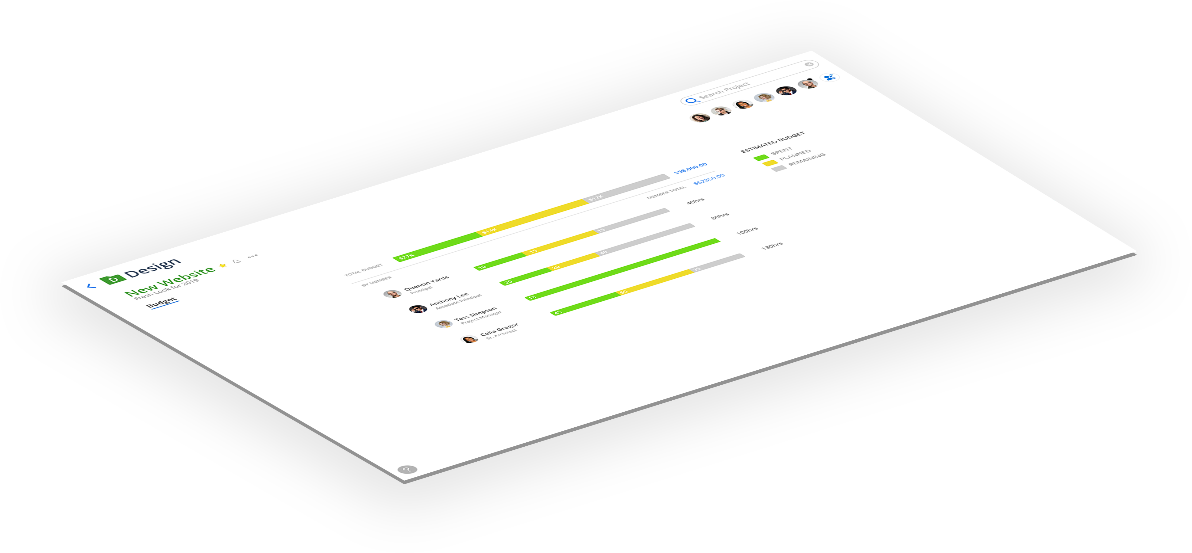 Four spaces of Mosaic Project Management Solution