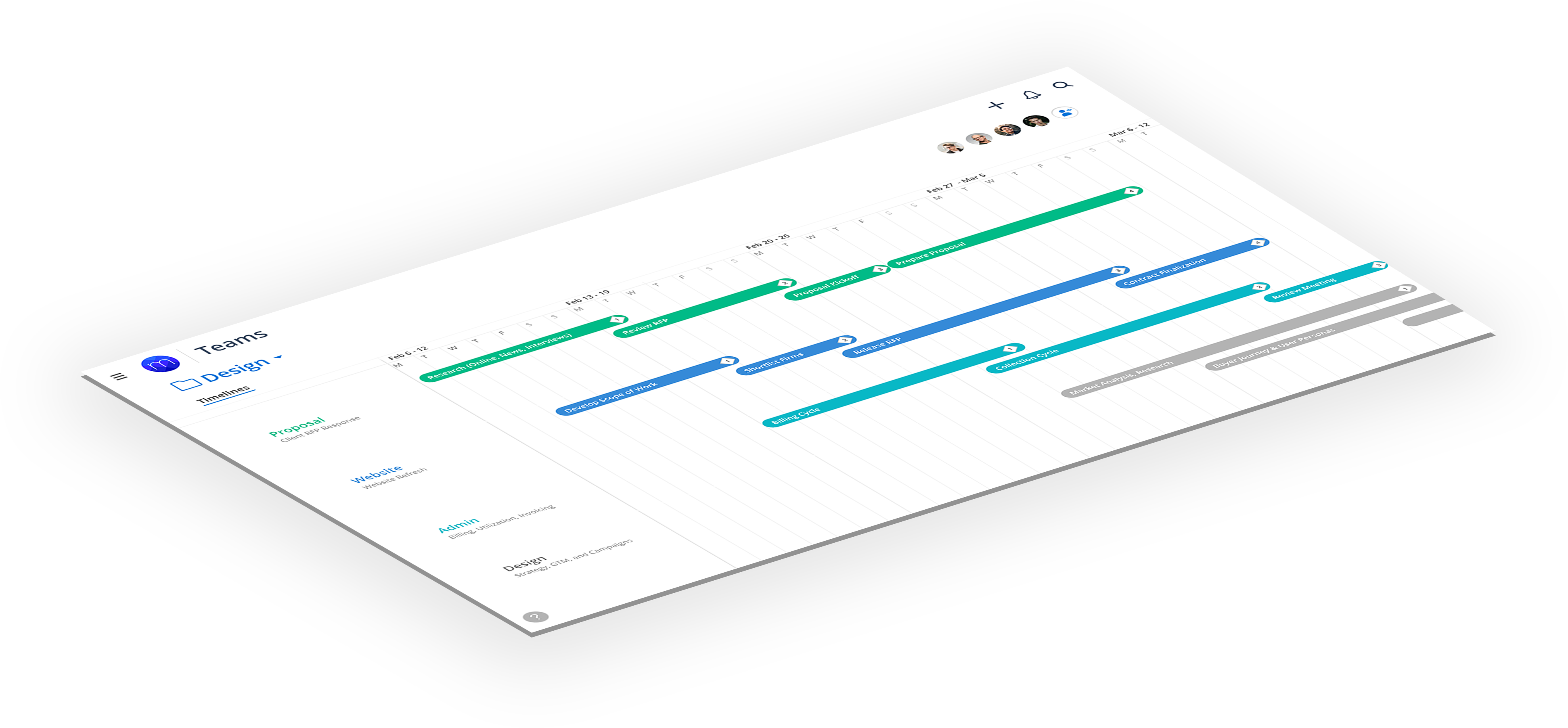 Four spaces of Mosaic Project Management Solution